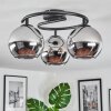Koyoto Plafondlamp, Kogellampje Chroom, Rookkleurig, 3-lichts