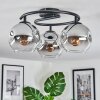 Ripoll Plafondlamp, Kogellampje Chroom, Duidelijk, Rookkleurig, 3-lichts