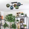 Koyoto Plafondlamp, Kogellampje Blauw, Goud, Groen, 5-lichts