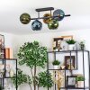 Koyoto Plafondlamp, Kogellampje Blauw, Goud, Groen, 5-lichts