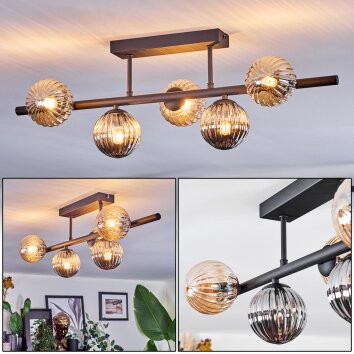 Chehalis Plafondlamp, Kogellampje Zwart, 5-lichts