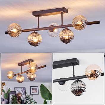 Chehalis Plafondlamp, Kogellampje Zwart, 5-lichts