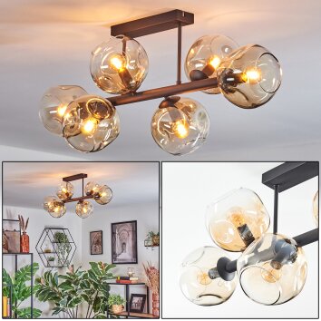 Ripoll Plafondlamp, Kogellampje Amber, Duidelijk, 6-lichts