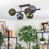Koyoto Plafondlamp, Kogellampje Blauw, Groen, Koperkleurig, 5-lichts