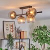 Koyoto Plafondlamp, Kogellampje Duidelijk, Rookkleurig, 5-lichts