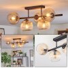 Koyoto Plafondlamp, Kogellampje Amber, Duidelijk, 5-lichts
