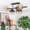 Ripoll Plafondlamp, Kogellampje Amber, Duidelijk, Rookkleurig, 5-lichts
