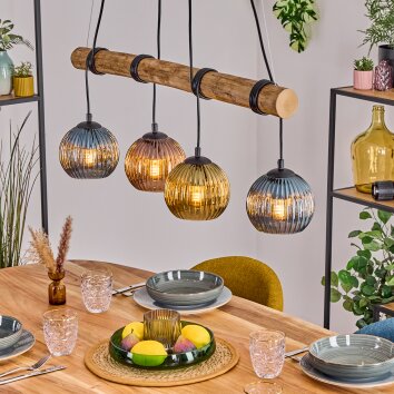 Koyoto Hanglamp, Kogellampje, Hanglamp Natuurlijke kleuren, Zwart, 4-lichts