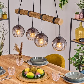 Koyoto Hanglamp, Kogellampje, Hanglamp Natuurlijke kleuren, Zwart, 4-lichts