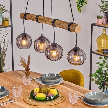 Koyoto Hanglamp, Kogellampje, Hanglamp Natuurlijke kleuren, Zwart, 4-lichts