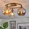 Koyoto Plafondlamp, Kogellampje 37 cm Amber, Chroom, Duidelijk, Rookkleurig, 3-lichts