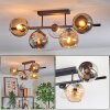 Koyoto Plafondlamp, Kogellampje Amber, Chroom, Duidelijk, Rookkleurig, 5-lichts