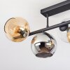 Koyoto Plafondlamp, Kogellampje Amber, Chroom, Duidelijk, Rookkleurig, 5-lichts