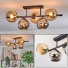 Koyoto Plafondlamp, Kogellampje Amber, Chroom, Rookkleurig, 5-lichts