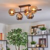 Koyoto Plafondlamp, Kogellampje Amber, Chroom, Rookkleurig, 5-lichts