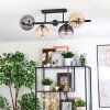 Koyoto Plafondlamp, Kogellampje Amber, Duidelijk, Rookkleurig, 5-lichts