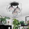 Rafel Plafondlamp Zwart, 3-lichts