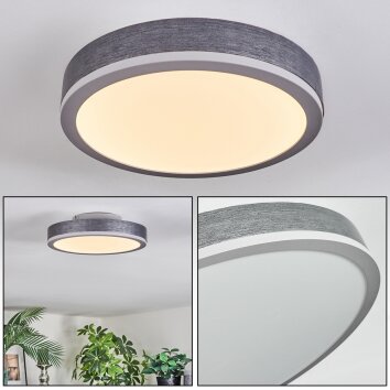 Salmi Plafondlamp, Paneel LED Grijs, Zilver, 1-licht