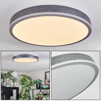 Salmi Plafondlamp, Paneel LED Grijs, Zilver, 1-licht
