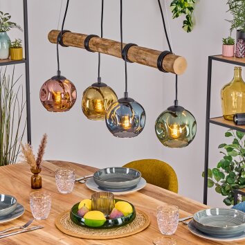 Ripoll Hanglamp, Kogellampje, Hanglamp Natuurlijke kleuren, Zwart, 4-lichts