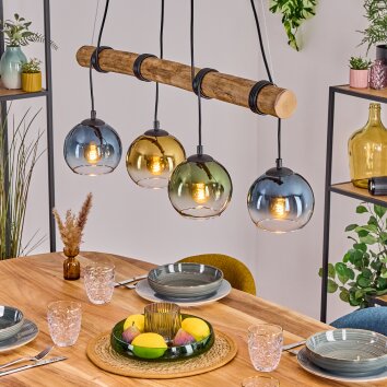 Koyoto Hanglamp, Kogellampje, Hanglamp Natuurlijke kleuren, Zwart, 4-lichts