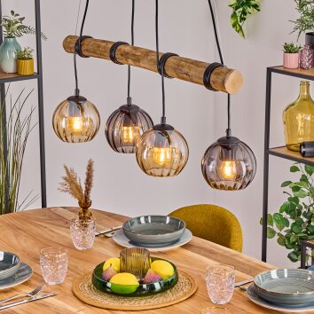 Koyoto Hanglamp, Kogellampje, Hanglamp Natuurlijke kleuren, Zwart, 4-lichts