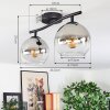 Koyoto Plafondlamp, Kogellampje Chroom, Duidelijk, Rookkleurig, 2-lichts