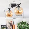 Koyoto Plafondlamp, Kogellampje Amber, 2-lichts