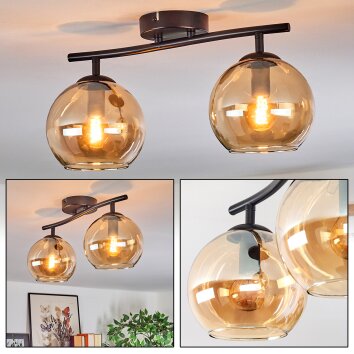 Koyoto Plafondlamp, Kogellampje Amber, 2-lichts