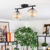 Koyoto Plafondlamp, Kogellampje Amber, Duidelijk, 2-lichts