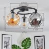 Ripoll Plafondlamp, Kogellampje Amber, Duidelijk, Rookkleurig, 3-lichts