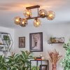 Ripoll Plafondlamp, Kogellampje Amber, Rookkleurig, 6-lichts