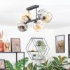Ripoll Plafondlamp, Kogellampje Amber, Rookkleurig, 6-lichts