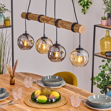 Ripoll Hanglamp, Kogellampje, Hanglamp Natuurlijke kleuren, Zwart, 4-lichts