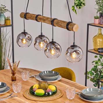 Ripoll Hanglamp, Kogellampje, Hanglamp Natuurlijke kleuren, Zwart, 4-lichts