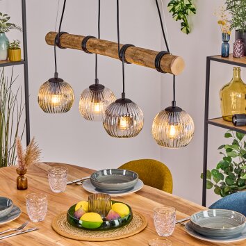 Ripoll Hanglamp, Kogellampje, Hanglamp Natuurlijke kleuren, Zwart, 4-lichts