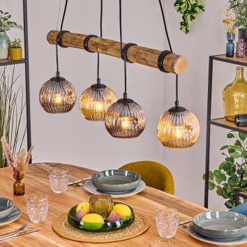 Ripoll Hanglamp, Kogellampje, Hanglamp Natuurlijke kleuren, Zwart, 4-lichts