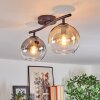 Koyoto Plafondlamp, Kogellampje Amber, Duidelijk, Rookkleurig, 2-lichts