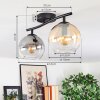 Koyoto Plafondlamp, Kogellampje Amber, Duidelijk, Rookkleurig, 2-lichts