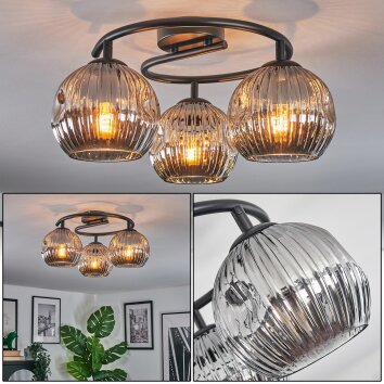 Ripoll Plafondlamp, Kogellampje Rookkleurig, 3-lichts