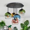 Koyoto Plafondlamp, Kogellampje Blauw, Goud, Groen, Duidelijk, Koperkleurig, 5-lichts