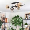Gastor Plafondlamp, Kogellampje Amber, Duidelijk, Rookkleurig, 5-lichts