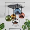 Koyoto Plafondlamp, Kogellampje 37 cm Blauw, Chroom, Goud, Groen, Koperkleurig, Rookkleurig, 5-lichts