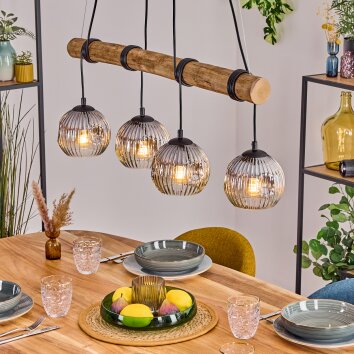 Ripoll Hanglamp, Kogellampje, Hanglamp Natuurlijke kleuren, Zwart, 4-lichts