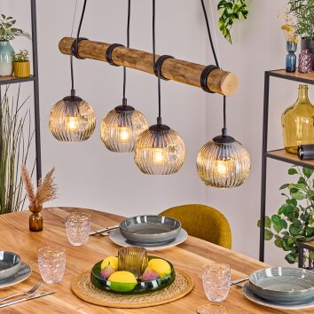 Ripoll Hanglamp, Kogellampje, Hanglamp Natuurlijke kleuren, Zwart, 4-lichts