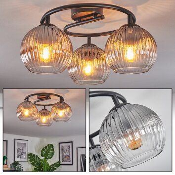 Koyoto Plafondlamp, Kogellampje 37 cm Duidelijk, Rookkleurig, 3-lichts