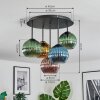 Koyoto Plafondlamp, Kogellampje Blauw, Goud, Groen, Koperkleurig, 5-lichts