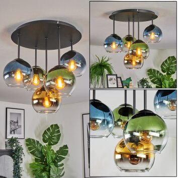 Koyoto Plafondlamp, Kogellampje 45 cm Blauw, Goud, Groen, Duidelijk, 5-lichts
