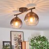Koyoto Plafondlamp, Kogellampje Duidelijk, Rookkleurig, 2-lichts