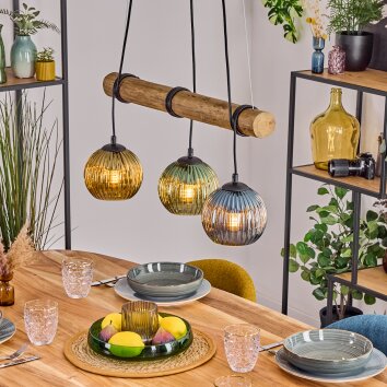 Koyoto Hanglamp, Kogellampje, Hanglamp Natuurlijke kleuren, Zwart, 3-lichts
